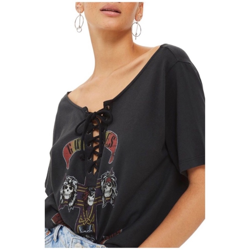 TopShop Guns N’ Roses Lace Up Tee